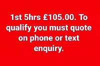 1st 5hrs £105.00.